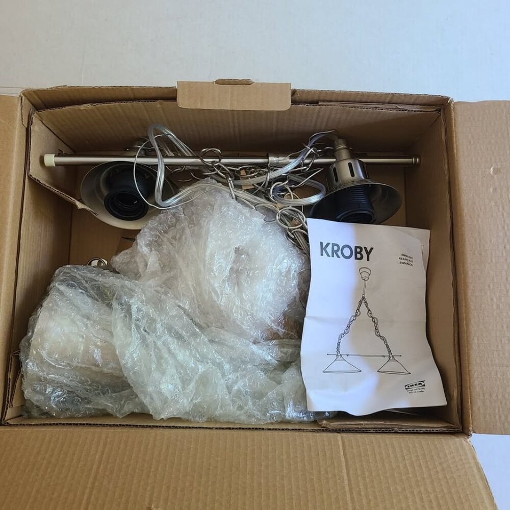 IKEA Kroby Light Fixture 300.894.11 Double Pendant Silver Nickel Plated
